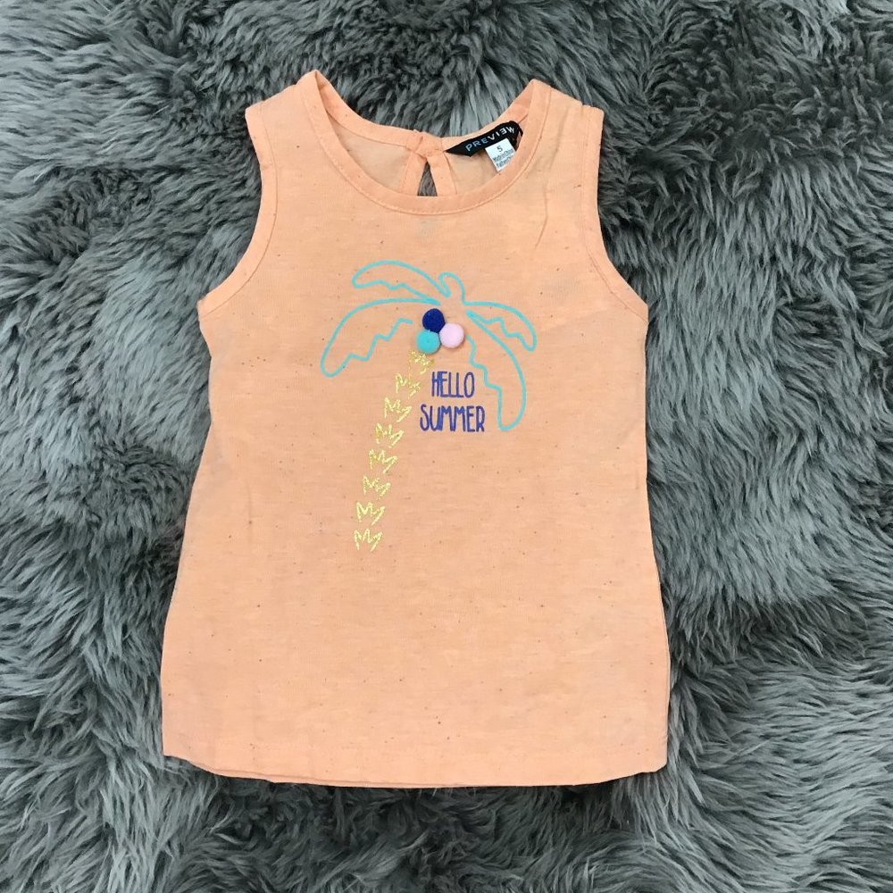 Preview | Girl's Tank Top | Orange | Palm tree | Size 5